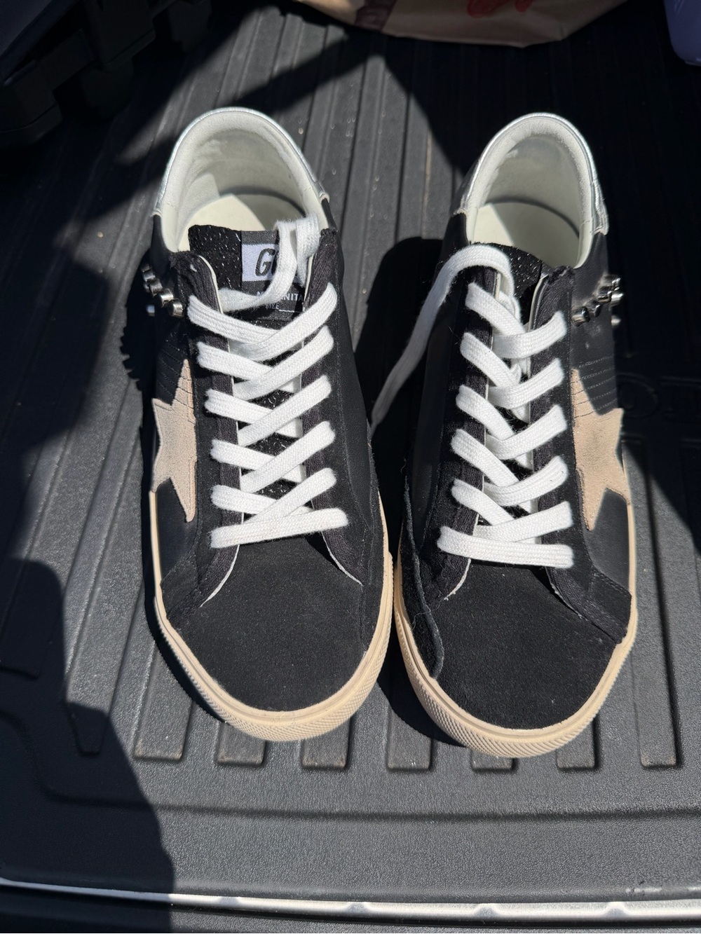 Golden Goose Black Suede Sneakers with Beige Star